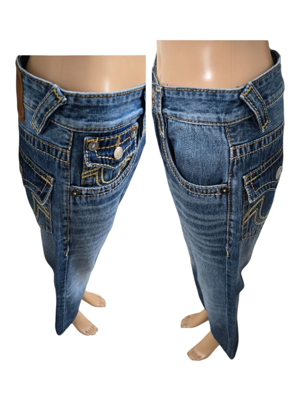 Vintage ​True Religion Big T Low Slung Baggy Relaxed-Fit Size 27-28 - Picture 7 of 11